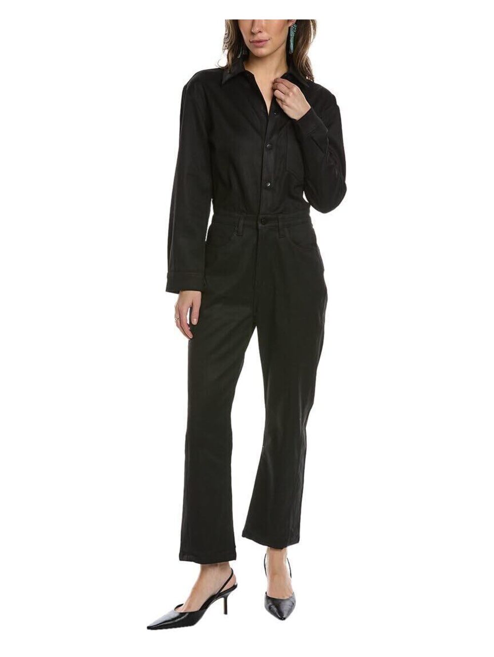 NWT Women DL1961 Freja Jumpsuit Color Coated Black Coated Size SM